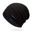 Fashion Black Wool Knitted Metal Label Pullover Hat