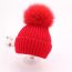 Fashion Red Wool Knitted Wool Ball Beanie