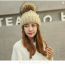Fashion White Solid Color Knitted Fur Ball Beanie