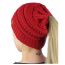 Fashion Pink Solid Color Knitted Label Empty Top Beanie
