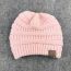 Fashion Rose Red And White Solid Color Knitted Label Empty Top Beanie