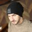 Fashion Black Letter Patch Knitted Beanie