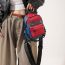 Fashion Red With Blue Nylon Embroidered Rhombus Large Capacity Backpack