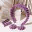 Fashion Purple Three Piece Suit Fabric Diamond-encrusted Wide-brimmed Headband Earrings And Hairpin Set