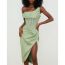 Fashion Suit Polyester One-shoulder Belted One-piece Swimsuit With Knotted Beach Skirt Set