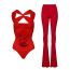 Fashion Hollow Flower Set Three-dimensional Flower Hollow One-piece Swimsuit And Pants Suit