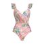 Fashion Single Long Sleeve Swimsuit Polyester Printed Hollow One-piece Swimsuit
