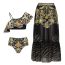 Fashion Ruffled Lace-up Wrap Skirt Suit Polyester Printed Swimsuit With Knotted Skirt Set