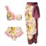 Fashion Patchwork Tankini Swimsuit Set Polyester Printed Swimsuit With Knotted Beach Skirt Set