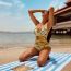 Fashion Single V-neck One-piece Swimsuit Polyester Printed One-piece Swimsuit