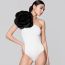 Fashion White Flowers On White Background Three-dimensional Floral One-shoulder One-piece Swimsuit