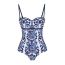 Fashion Suit Polyester Printed One-piece Swimsuit With Knotted Beach Skirt Set