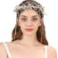 Fashion Silver Geometric Diamond Pearl Tassel Headband