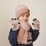 Fashion Children's Three-piece Set-blue Acrylic Children's Knitted Label Beanie Scarf Five-finger Gloves Set