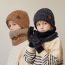 Fashion Children's Three-piece Set-navy Blue Acrylic Children's Knitted Label Wool Hat Neck Scarf And Gloves Set