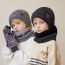 Fashion Children's Three-piece Set-sapphire Blue Acrylic Children's Knitted Label Wool Hat Neck Scarf And Gloves Set