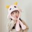Fashion Khaki Polyester Deer Ears Moving Plush Scarf Integrated Children's Hood