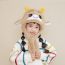 Fashion Beige Polyester Deer Ears Moving Plush Scarf Integrated Children's Hood