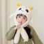Fashion Beige Polyester Deer Ears Moving Plush Scarf Integrated Children's Hood