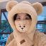 Fashion Sequin Ear Two Piece Mask White Plush Bear Scarf Integrated Pullover Hat