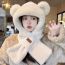 Fashion Sequin Ear Two Piece Mask White Plush Bear Scarf Integrated Pullover Hat