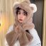 Fashion Color Block Bear Two Piece Khaki Set Plush Ear Patch Scarf All-in-one Hoodie
