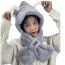Fashion Colorblock Bear Two-piece Set With White Mask Plush Ear Patch Scarf All-in-one Hoodie