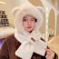 Fashion Xiaoxiangge Two-piece Set Gray Plush Bear Label Scarf All-in-one Hoodie