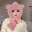 Fashion Xiaoxiangge Two-piece White Set Plush Bear Label Scarf All-in-one Hoodie