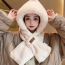 Fashion Woolen Two-piece Set With Mask Beige Plush Labeled Scarf All-in-one Hood