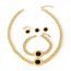 Fashion White Suit Titanium Steel Geometric Circle Plate Earrings Ring Bracelet Necklace Set