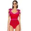 Fashion One-piece Swimsuit Polyester Colorblock Lace-up Tankini Swimsuit