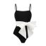 Fashion Black Polyester Color Block Bow One Piece Swimsuit