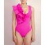 Fashion Suit Folded Ruffle One-piece Swimsuit And Knotted Beach Skirt Set