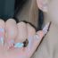 Fashion Cuic Blue Sapphire Ring Copper Diamond Geometric Ring
