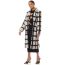 Fashion Black And White Grid Polyester Checked Lapel Jacket