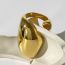 Fashion Gold Titanium Steel Geometric Irregular Open Ring