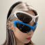 Fashion Blue Frame Black And Gray Film Ac Irregular Large Frame Sunglasses