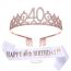 Fashion 40 Years Old - White Satin Suit (with Pearl Pin) Glitter Letter Etiquette With Crystal Crown Set