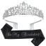 Fashion Silver Black Suit-satin Cloth Satin Diamond Letter Strap Crown Set