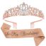 Fashion Rose Gold Suit-glitter Cloth Satin Diamond Letter Strap Crown Set