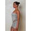 Fashion Silver Polyester One-shoulder Lace-up Pleated One-piece Hip-hugging Skirt Suit