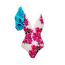 Fashion Blue Suit Polyester Printed One-piece Swimsuit With Knotted Beach Skirt Set