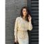 Fashion Off White Polyester Button-down Lapel Cardigan Skirt Suit