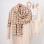Fashion Light Brown Faux Cashmere Houndstooth Fringed Scarf
