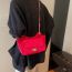 Fashion Red Velvet Diamond Lock Flap Crossbody Bag