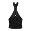 Fashion Black Polyester Sequined Halter Neck Sequined Top
