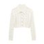Fashion White Beaded Lapel Knitted Jacket