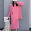 Fashion Pink Blended Plush Crew Neck Sweater Skirt Suit