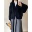Fashion Black Suede Single-button Double-pocket Cardigan Jacket